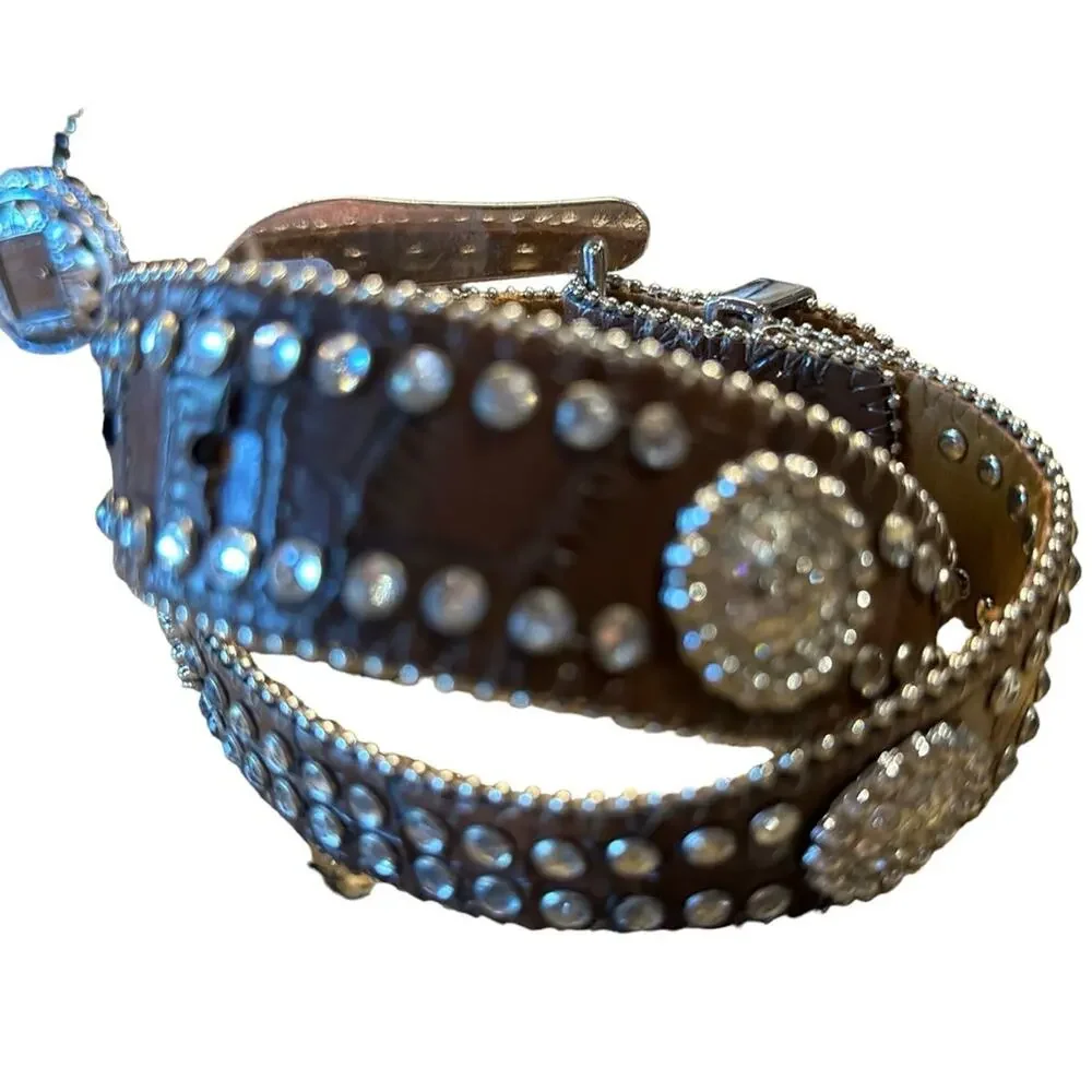 Bejeweled Western Belt with Silver Buckle and Trim Childs Size 24”